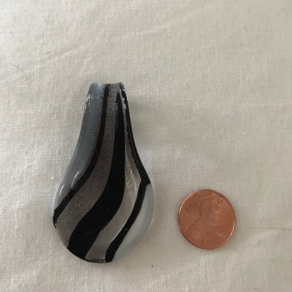 Glass Pendant for Necklace Black & Silver (Gray Silver Black White) Slide EUC - Picture 4 of 6